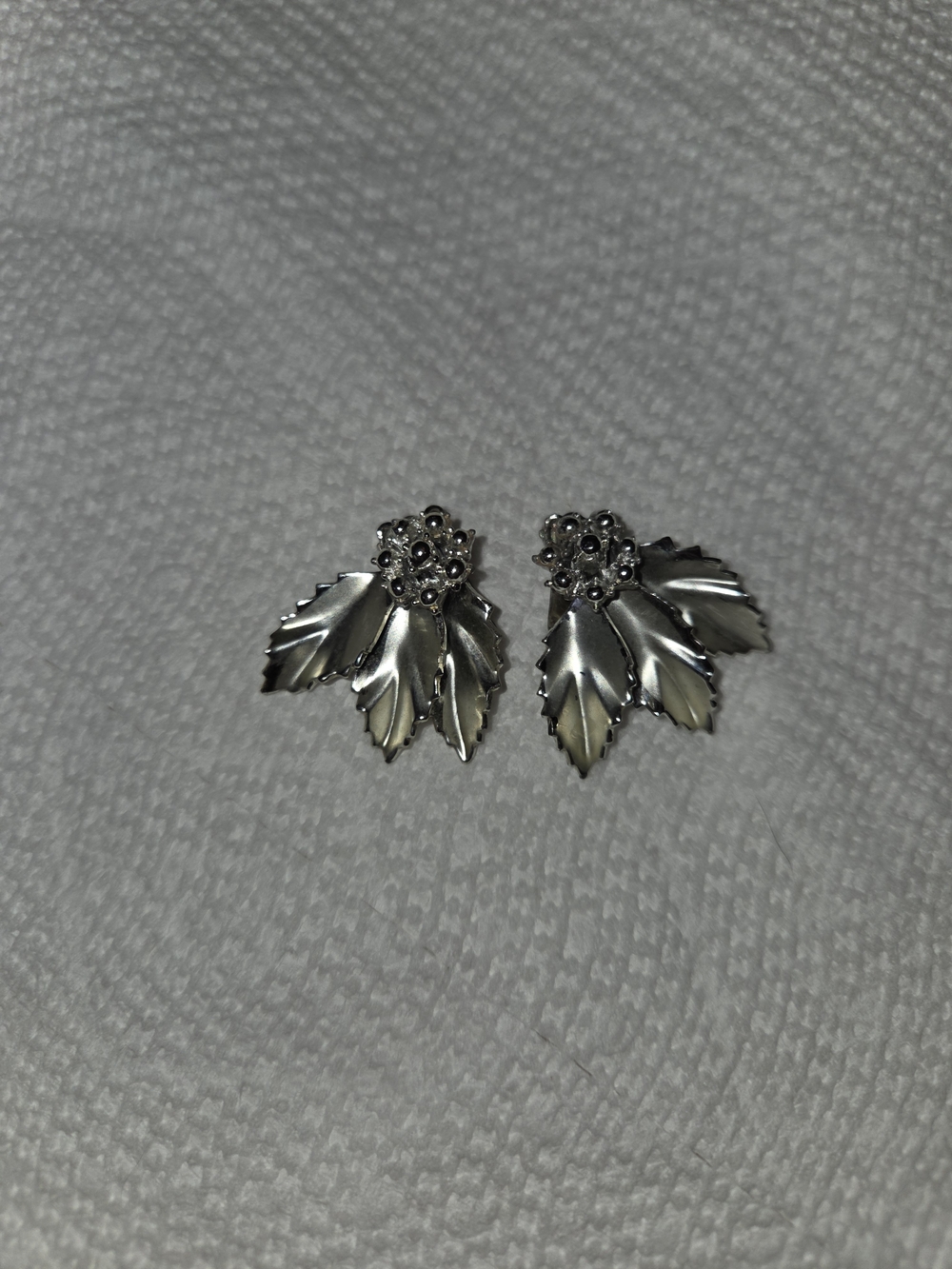 Silver Leaf Cluster Stud Earrings - Women Jewelry